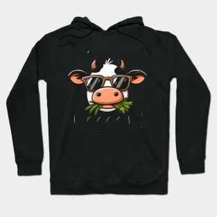 Funny Cow Wearing Sunglasses Farm Homestead Hoodie